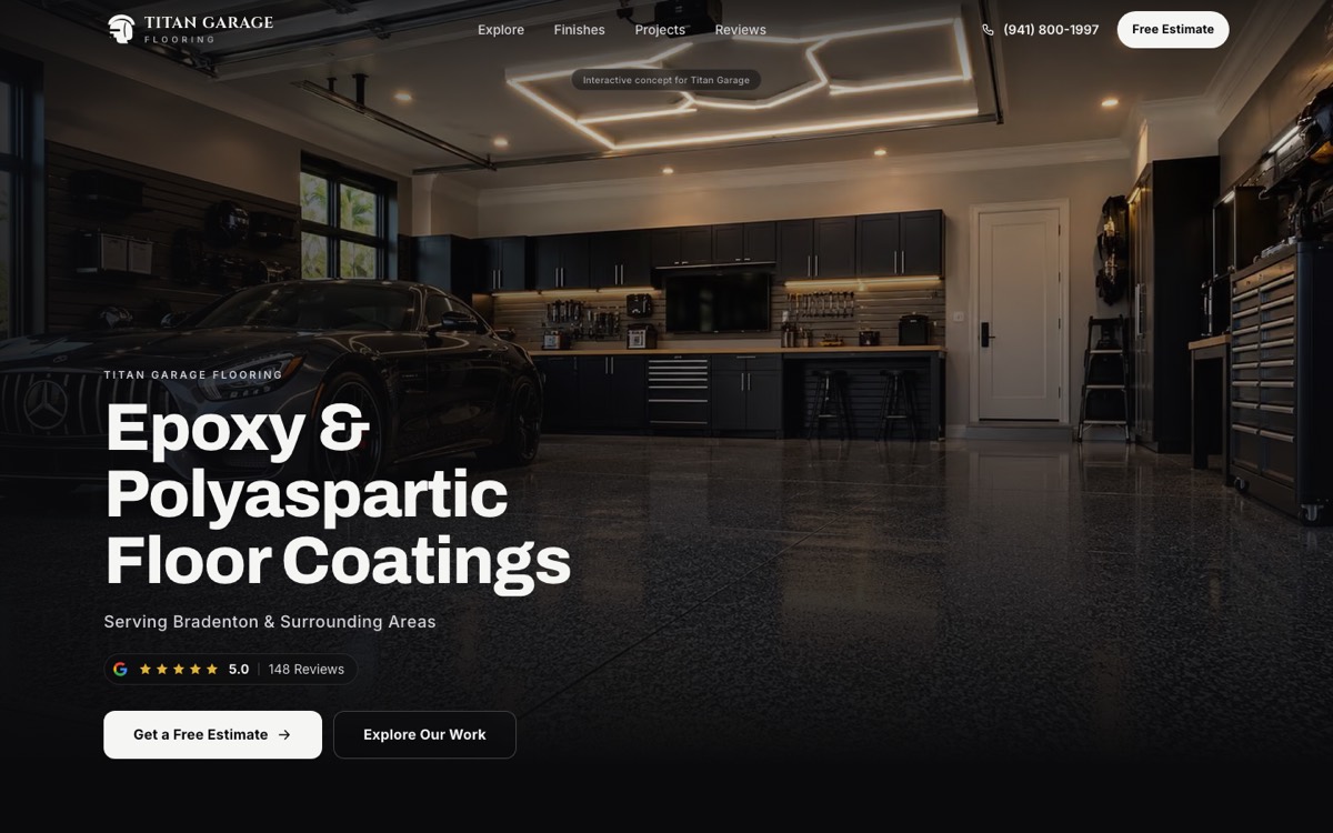 Titan Garage Flooring website preview